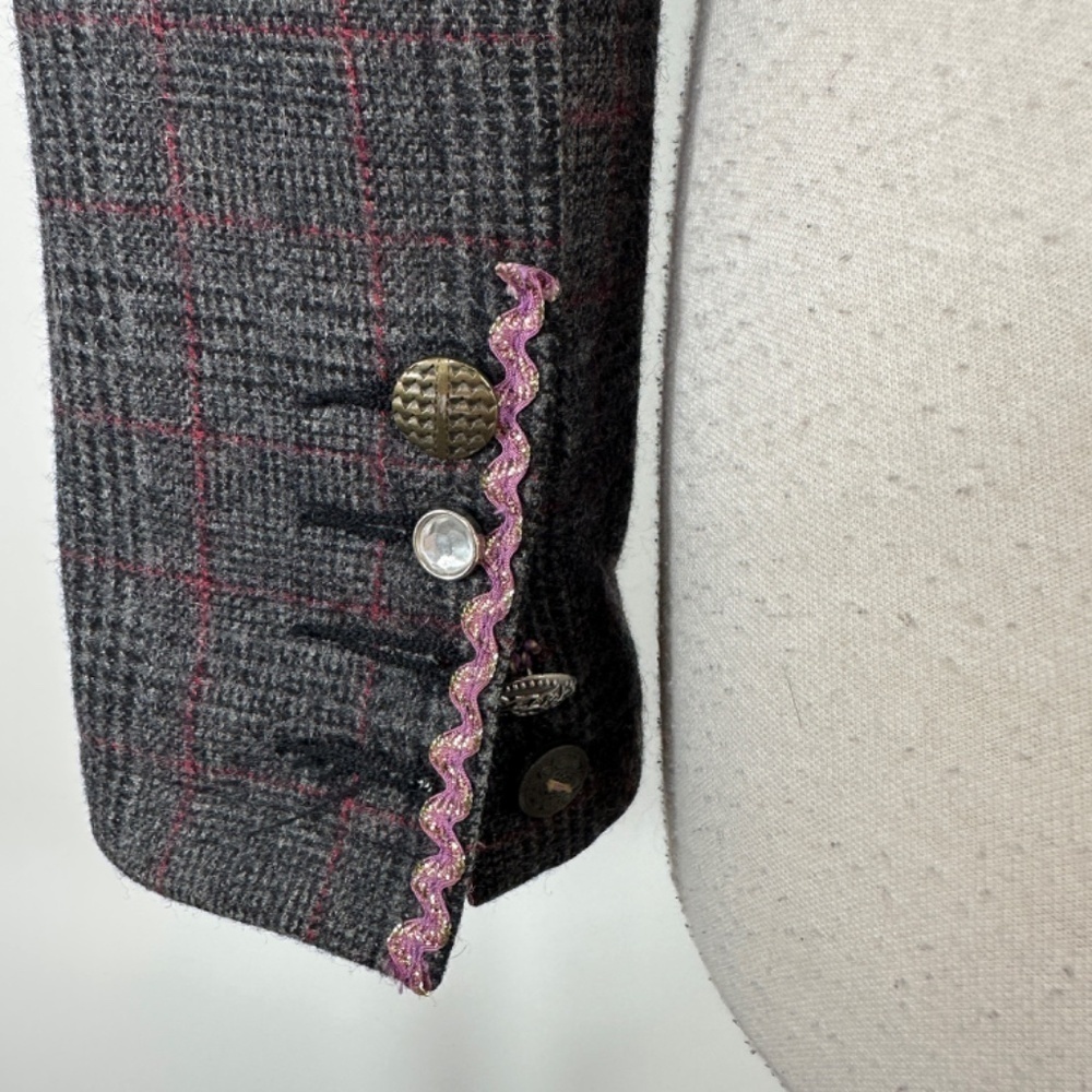 WET SEAL Y2K PLAID COTTON BLAZER JACKET Womens S Button Preppy Academia Girl - Picture 12 of 15